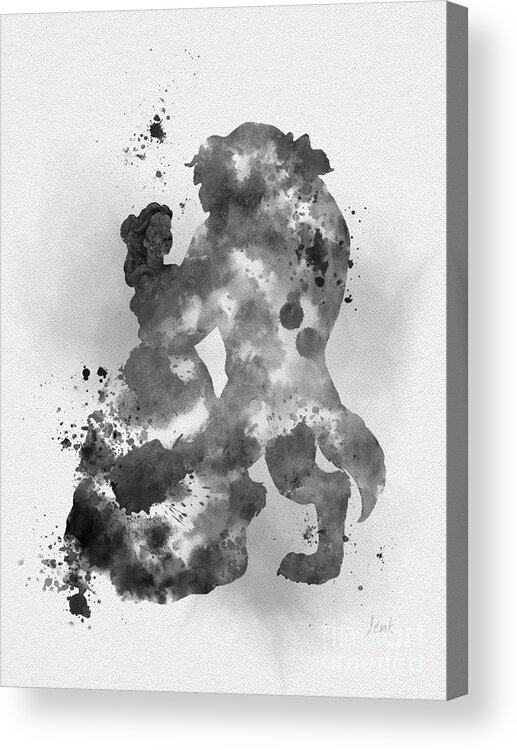 Beauty And The Beast Acrylic Print featuring the mixed media The Dance black and white by My Inspiration