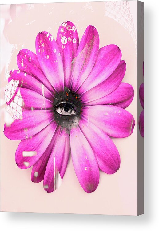 Woman Acrylic Print featuring the digital art The eye and the flower by Gabi Hampe