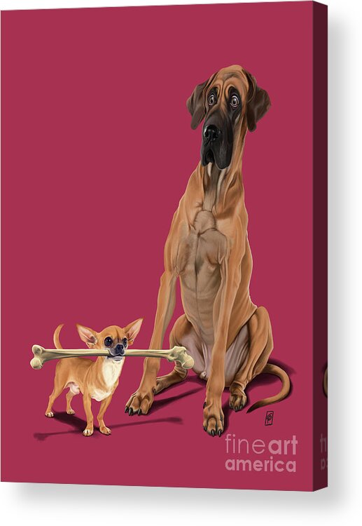 Great Dane Acrylic Print featuring the digital art The Long and the Short and the Tall Colour by Rob Snow