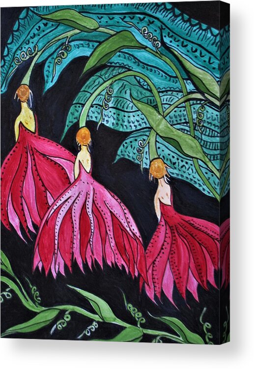 Painting Acrylic Print featuring the painting The Three Graces by Rosita Larsson