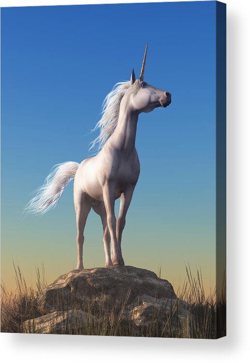  Unicorn Acrylic Print featuring the digital art The Unicorn by Daniel Eskridge