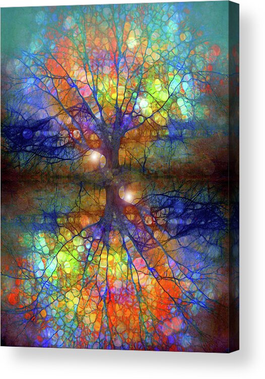 Trees Acrylic Print featuring the digital art There is Light Even in These Dark Roots by Tara Turner