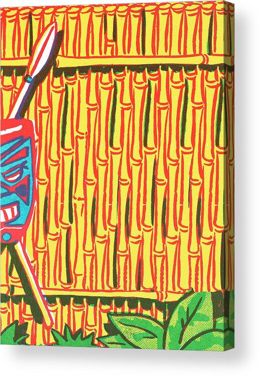 Bamboo Acrylic Print featuring the drawing Tiki fence by CSA Images