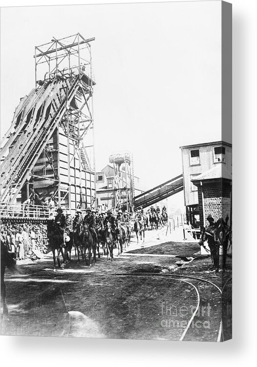 Miner Acrylic Print featuring the photograph Troops Patrol Mine District South Africa by Bettmann