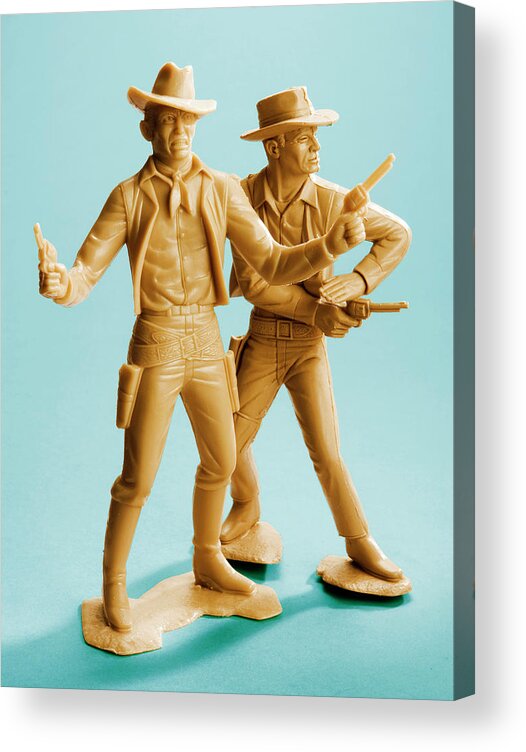 Accessories Acrylic Print featuring the drawing Two Gunslingers by CSA Images
