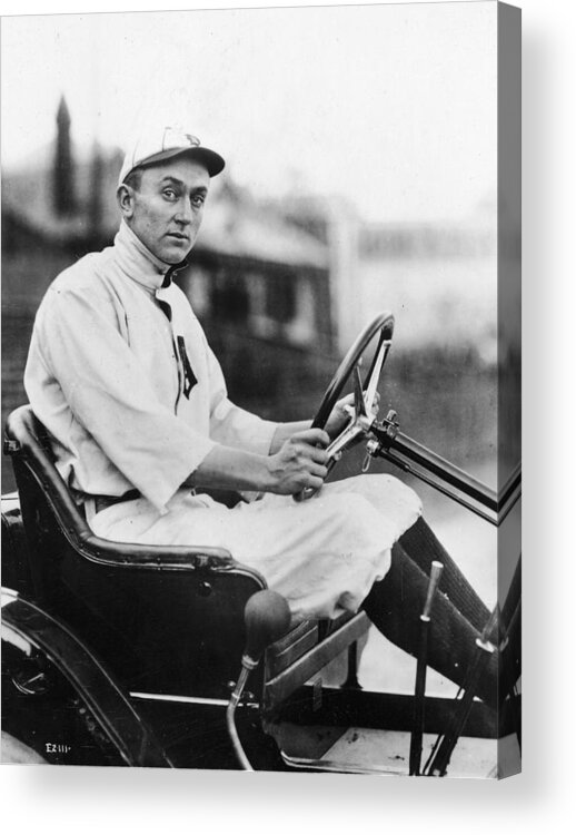 American League Baseball Acrylic Print featuring the photograph Ty Cobb Driving Car In Uniform by Authenticated News