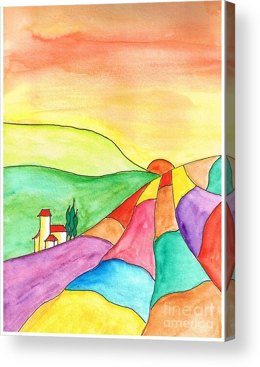 Tuscany Acrylic Print featuring the painting Under The Tuscany Sun by Irene Czys