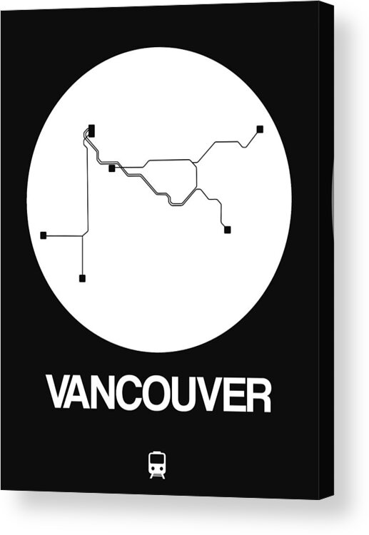 Vacation Acrylic Print featuring the digital art Vancouver White Subway Map by Naxart Studio