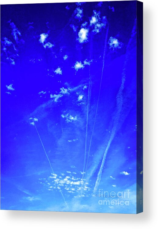 Sky Acrylic Print featuring the digital art Vapor Trails in Sky by Dee Flouton