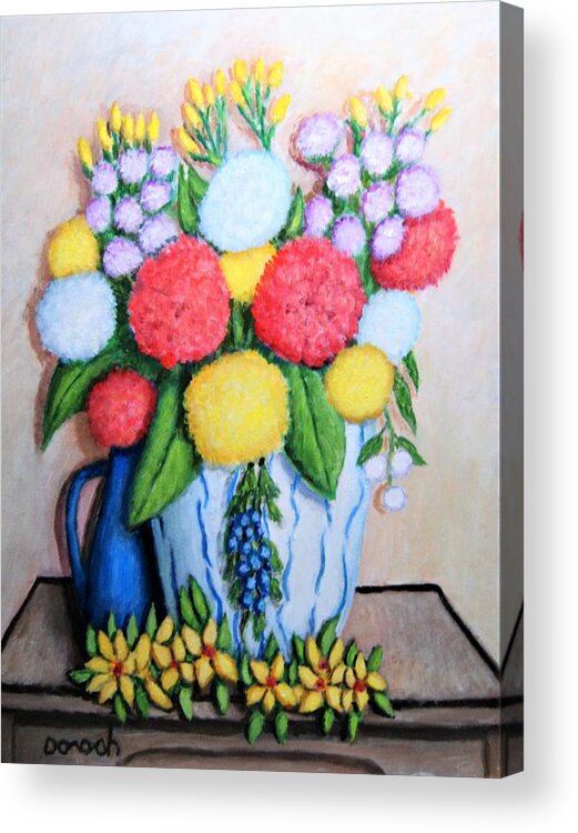 Still Life Acrylic Print featuring the painting Vase Of Flowers by Gregory Dorosh