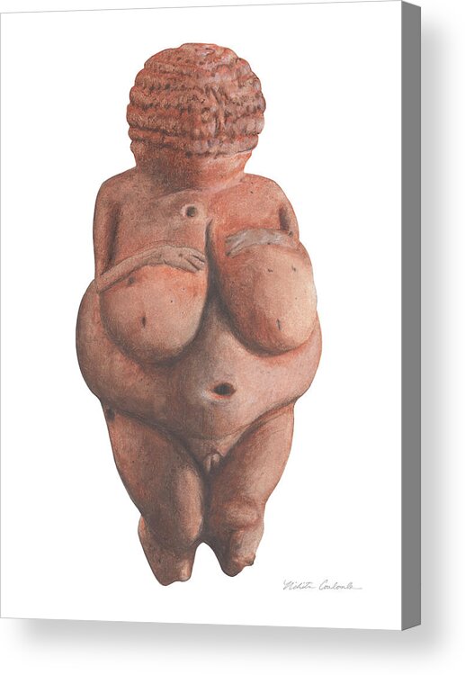 Venus Acrylic Print featuring the drawing Venus of Willendorf by Nikita Coulombe