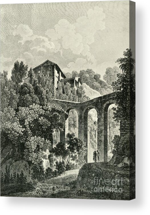 Engraving Acrylic Print featuring the drawing View Of The Acqueduct by Print Collector