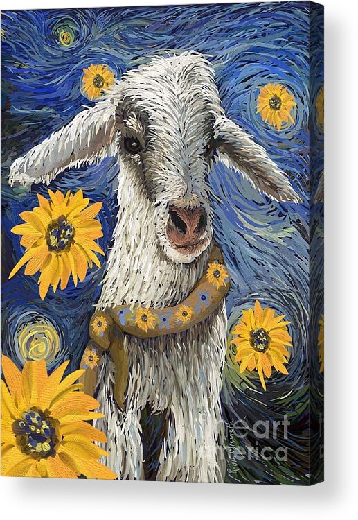 Goat Acrylic Print featuring the digital art Vincent Van Goat by Robin Wiesneth