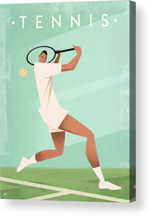 Vintage Tennis Acrylic Print featuring the digital art Vintage Tennis by Martin Wickstrom