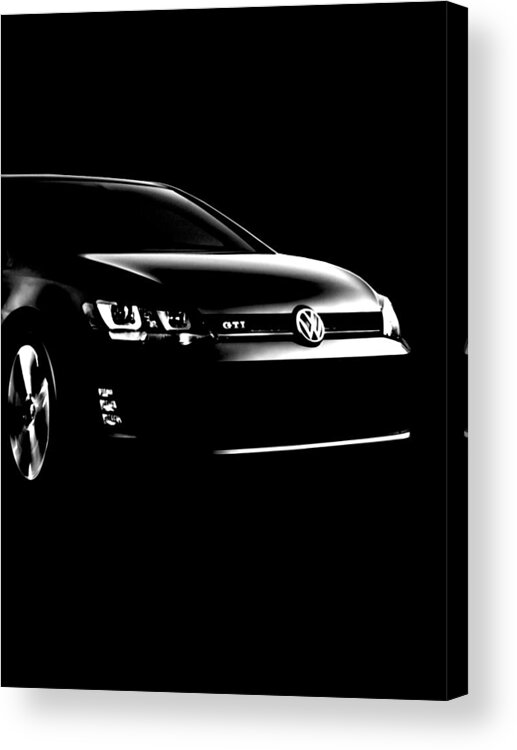 Volkswagen, Golf Gti - Black Acrylic Print by Hotte Hue - Pixels Merch