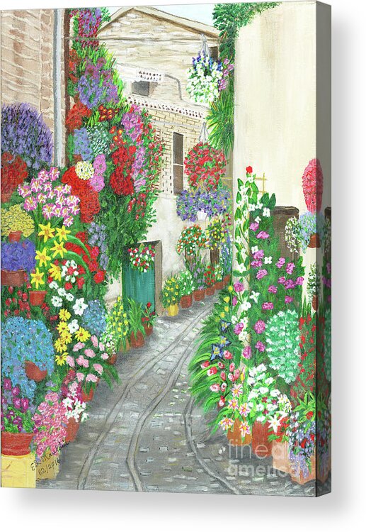 Flowers Acrylic Print featuring the painting Walk With Me by Elizabeth Mauldin