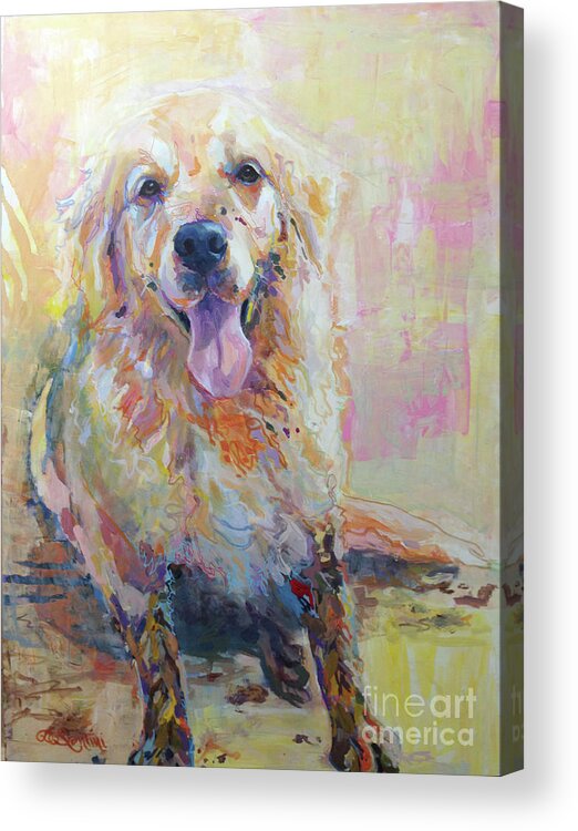 Golden Acrylic Print featuring the painting Whats A Little Mud Reworked by Kimberly Santini