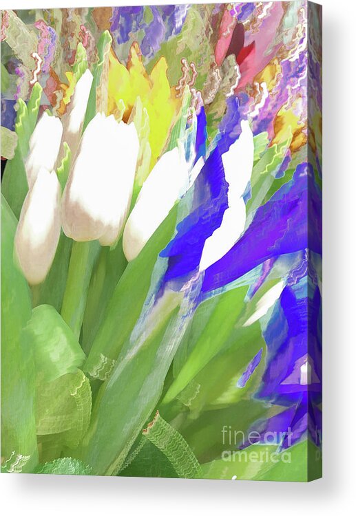 Abstract Acrylic Print featuring the photograph White tulips pastel by Phillip Rubino