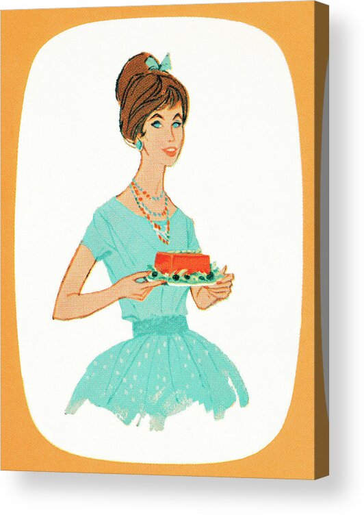 Accessories Acrylic Print featuring the drawing Woman with food by CSA Images