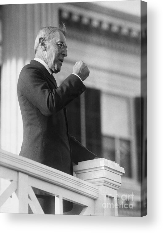 Mature Adult Acrylic Print featuring the photograph Woodrow Wilson Clenching Fist by Bettmann