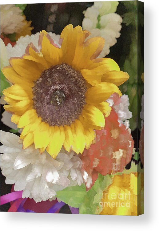 Abstract Acrylic Print featuring the photograph Yellow flower pastel by Phillip Rubino