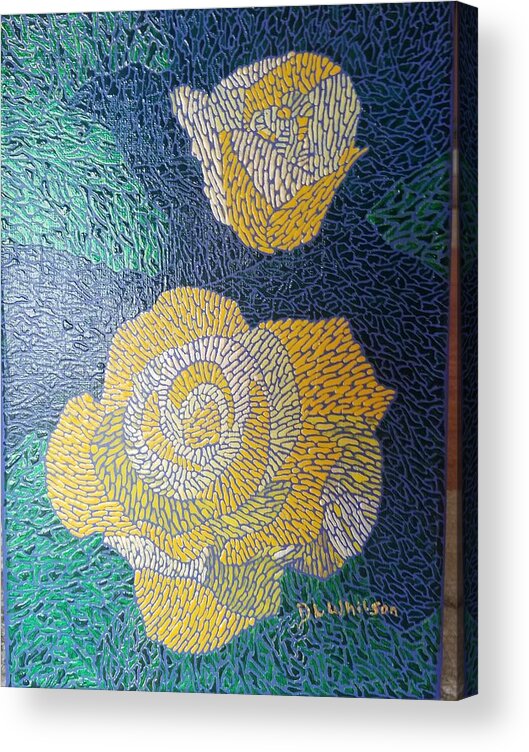 Rose Acrylic Print featuring the painting Yellow Rose by DLWhitson