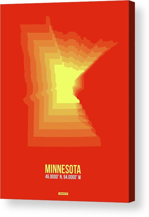 Minnesota Acrylic Print featuring the digital art Yllow Map of Minnesota by Naxart Studio