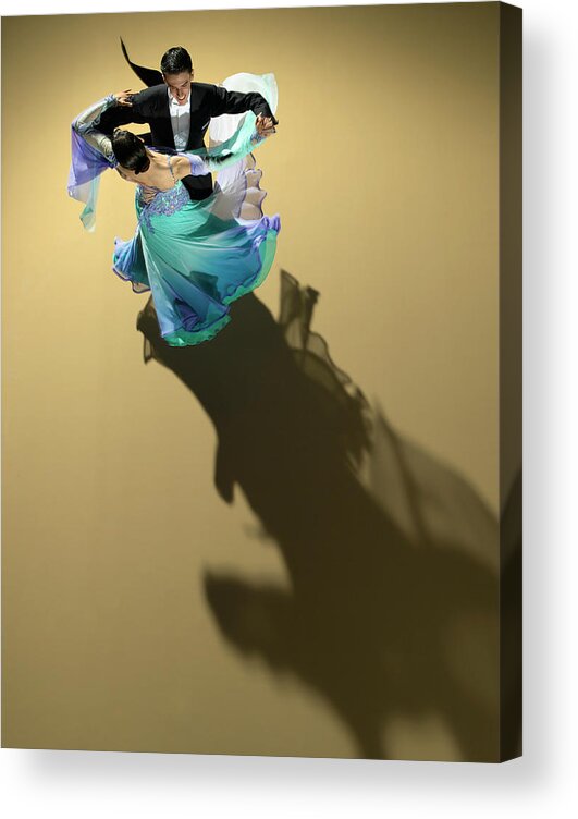 Young Men Acrylic Print featuring the photograph Young Couple Ballroom Dancing, Elevated by Kelvin Murray
