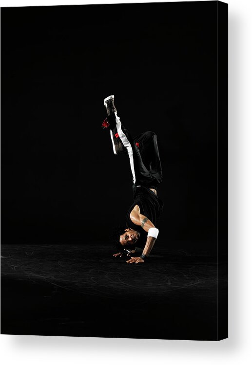 One Man Only Acrylic Print featuring the photograph Young Male Breakdancer Doing Handstand by Thomas Barwick
