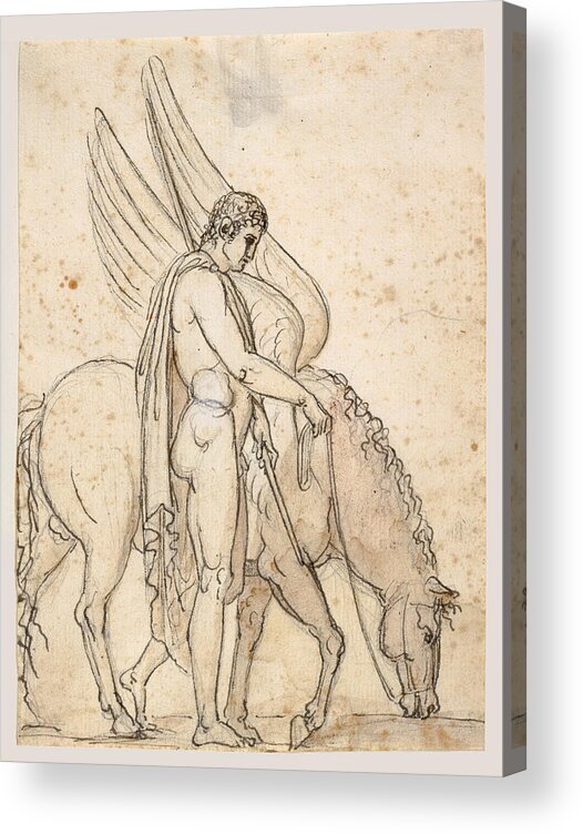 Bertel Thorvaldsen Acrylic Print featuring the drawing Bellerophon and Pegasus by Bertel Thorvaldsen
