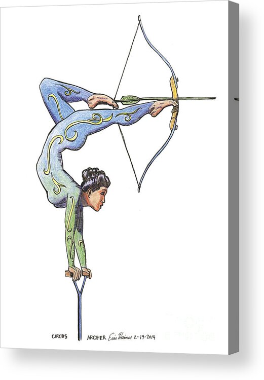 Circus Acrylic Print featuring the drawing Circus Archer by Eric Haines