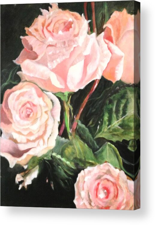 Pink Roses Acrylic Print featuring the painting Elegant Dancer by Juliette Becker