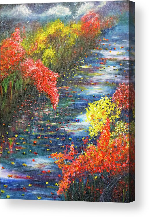Green Acrylic Print featuring the painting Fall #1 by Medea Ioseliani
