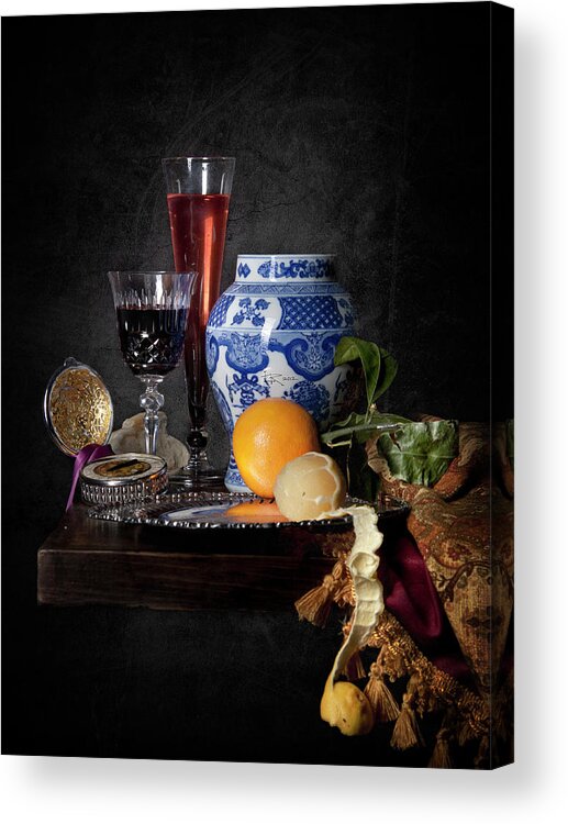 Dutch Acrylic Print featuring the photograph Kalf - Still Life with a Chinese Porcelain Jar #1 by Levin Rodriguez