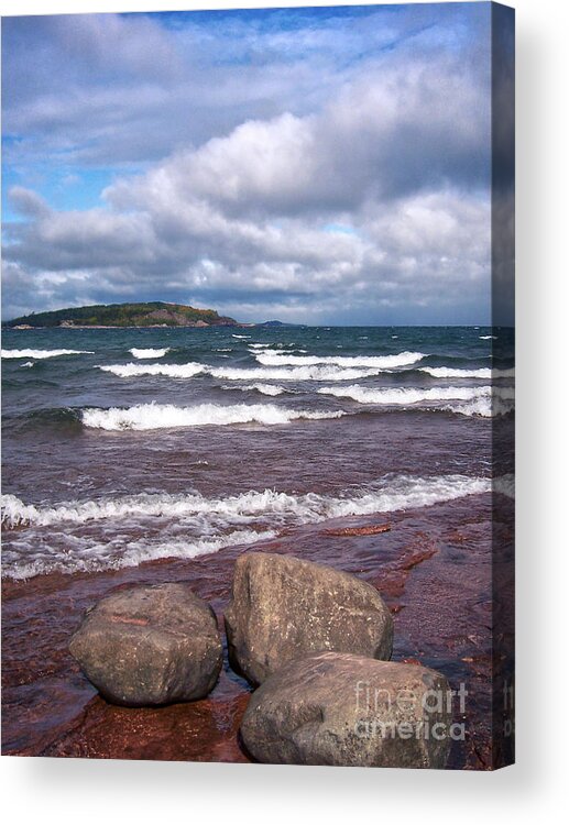 Marquette Acrylic Print featuring the photograph Lake Superior Waves #1 by Phil Perkins