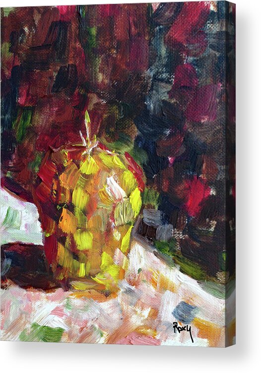 Apple Acrylic Print featuring the painting Mosaic Apple #1 by Roxy Rich