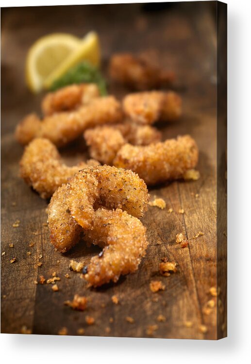 Pub Food Acrylic Print featuring the photograph PopCorn Shrimp #1 by LauriPatterson
