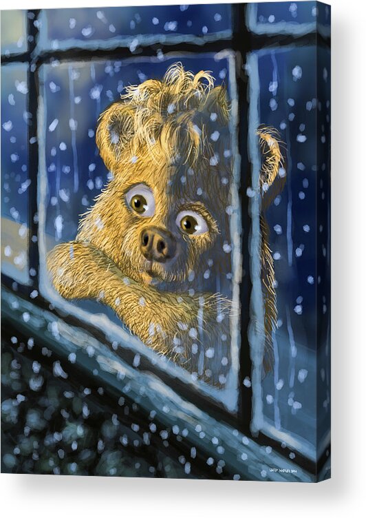 Children’s Wall Art Acrylic Print featuring the digital art Snow Day #1 by Larry Whitler