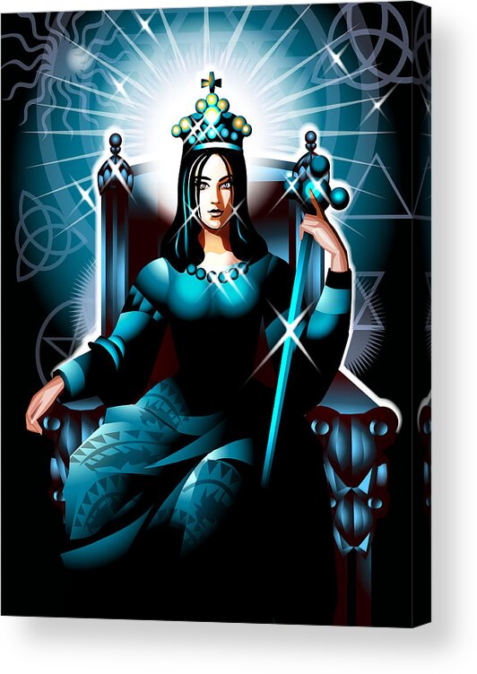 Crown Acrylic Print featuring the drawing Tarot empress representation #1 by New Vision Technologies Inc
