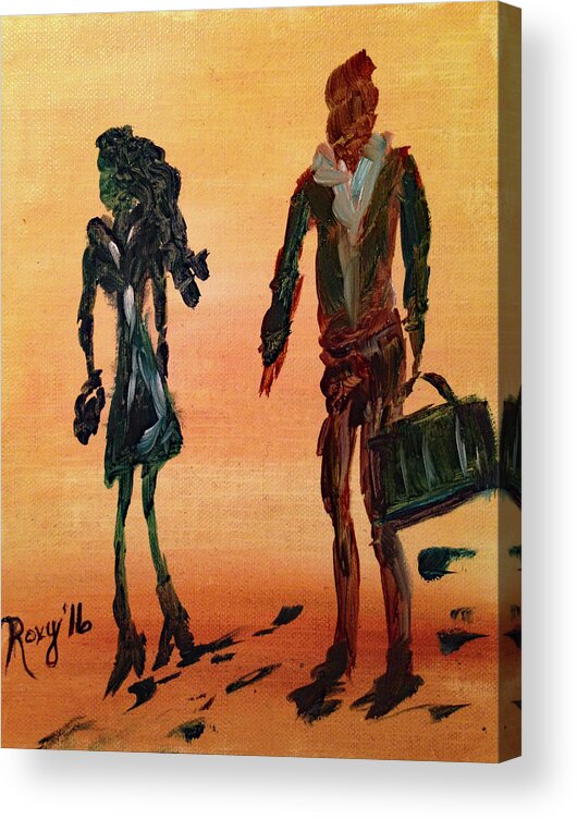 Travelers Acrylic Print featuring the painting Travelers by Roxy Rich