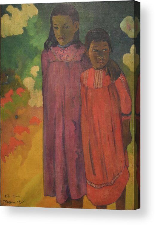 Paul Gauguin Acrylic Print featuring the painting Two Sisters #1 by Paul Gauguin