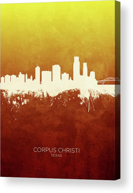 Corpus Christi Acrylic Print featuring the digital art Corpus Christi Texas Skyline #10 by Michael Tompsett