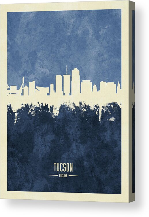 Tucson Acrylic Print featuring the digital art Tucson Arizona Skyline #13 by Michael Tompsett