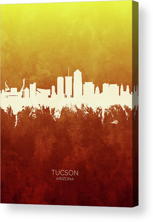 Tucson Acrylic Print featuring the digital art Tucson Arizona Skyline #15 by Michael Tompsett