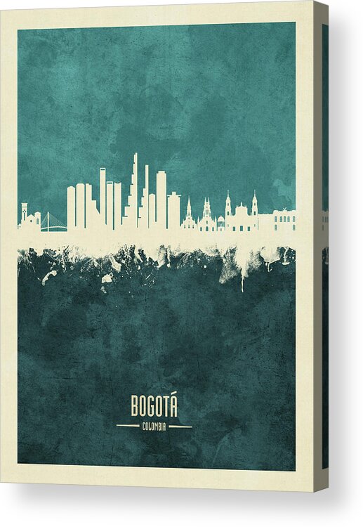 Bogotá Acrylic Print featuring the digital art Bogota Colombia Skyline #16 by Michael Tompsett