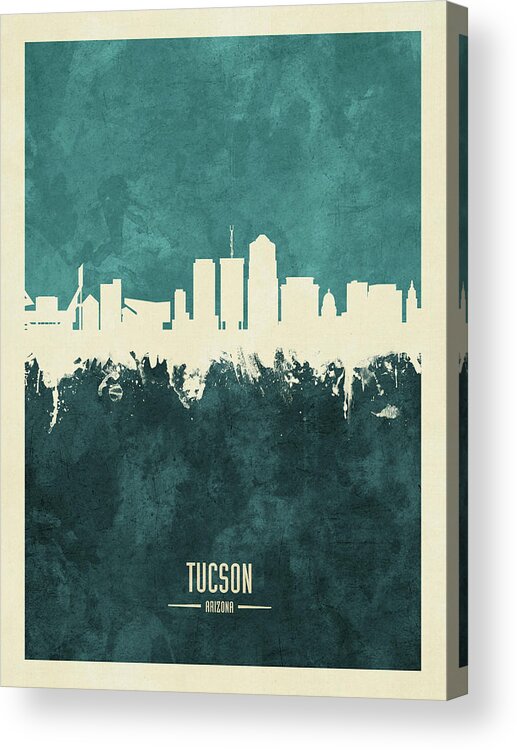 Tucson Acrylic Print featuring the digital art Tucson Arizona Skyline #16 by Michael Tompsett