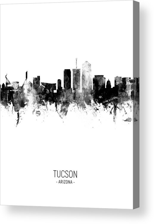 Tucson Acrylic Print featuring the digital art Tucson Arizona Skyline #18 by Michael Tompsett