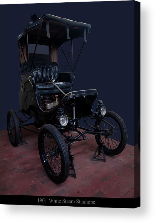 1901 White Steam Stanhope Acrylic Print featuring the photograph 1901 White Steam Stanhope by Flees Photos