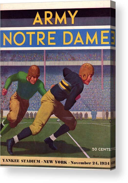 1934 Acrylic Print featuring the drawing 1934 Army vs. Notre Dame by Row One Brand