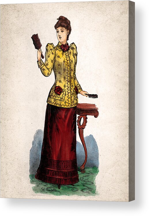 19th Century Acrylic Print featuring the painting 19th Century Elegant Woman, Vintage Lady by Nadia CHEVREL